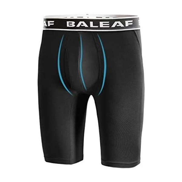 BALEAF Men's Cool Dry 9 Inch Underwear Long Leg Athletic Boxer Briefs Sport Workout Stretch 2-Pack Lightweight
