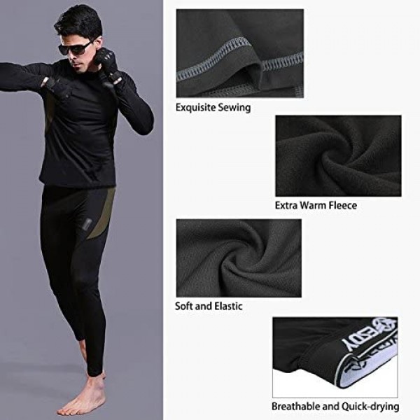 Thermal Underwear Set for Men Sport Top Bottoms Thermo Base Layer for Winter