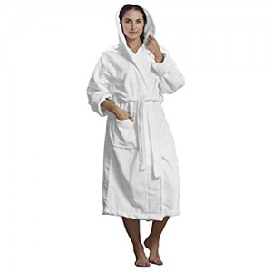 BY LORA Mens Microfiber Spa Hooded Robe Towels One Size White