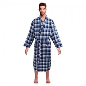 Casual Trends Classical Sleepwear Men’s 100% Cotton Flannel Shawl Collar Robe