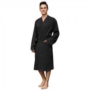 Vulcanodon Mens Robe Fleece Warm Robes for Men with Pockets Lightweight Mens Bathrobe Soft Sleepwear