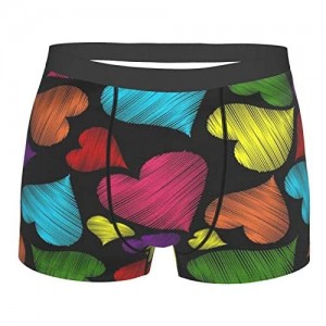 Mens Boxer Briefs Valentines Day Colorful Love Heart Black Brief Underwear Seamless Adult Boys Trunks