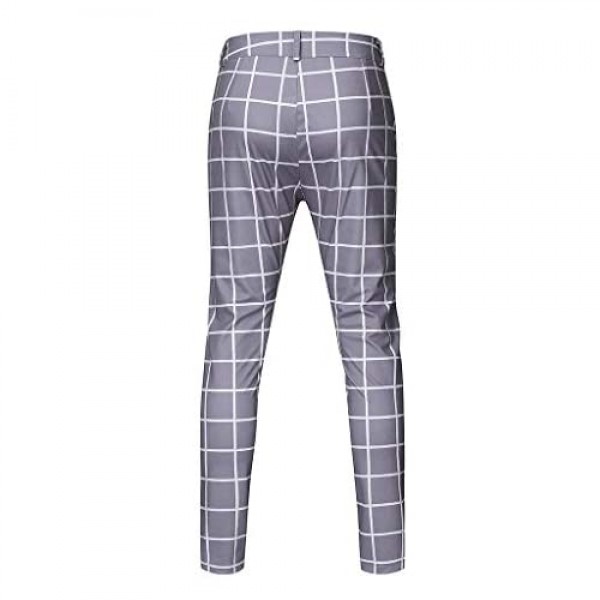 Mens Stylish Suit Pants Slim Fit Stripe Casual Pants Freedom Stretch Straight Fit Flat Front Chino Pants