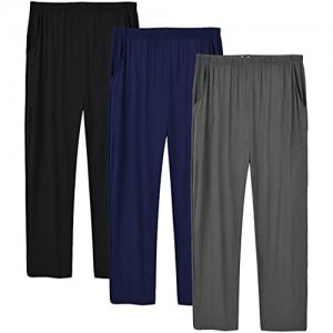 MoFiz Men's Pajama Pants Ultra Soft Modal PJ Bottom Jersey Knit Pajama Pants/Lounge Pants/Sleepwear Pants 3Pack