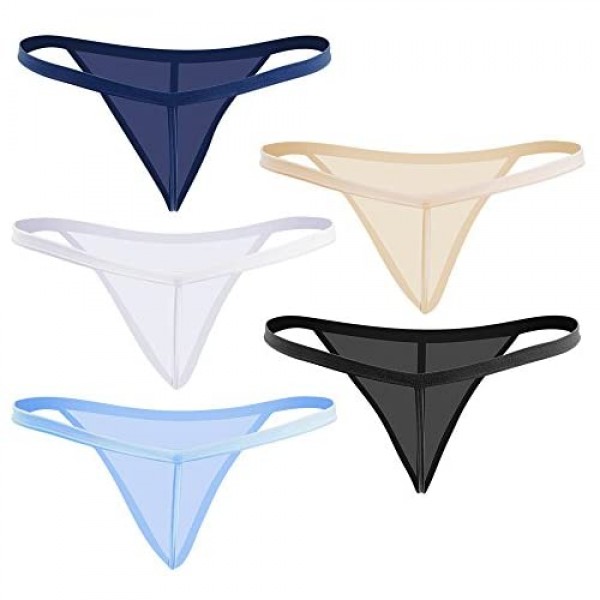 Closecret Men Cotton Underwear Stretchy T Back G-String Thongs (Pack of 5 Assorted)