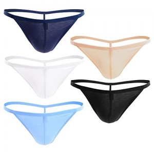 Closecret Men Cotton Underwear Stretchy T Back G-String Thongs (Pack of 5  Assorted)