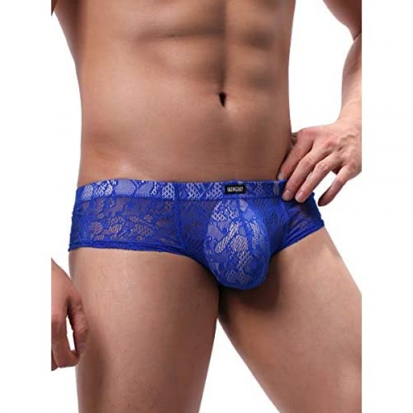 iKingsky Men's Cheeky Thong Underwear Brazilian Back Mens Under Panties Sexy Lace Boxer Briefs