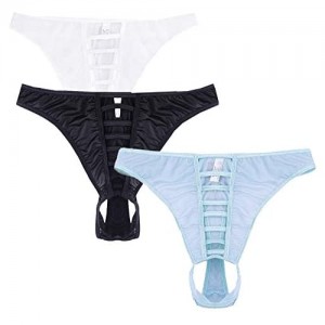 Naturemore Men's Sexy Open Front Underwear Ice Silk G-String Sheer Panties