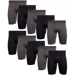 AND 1 Mens Compression Long Leg Performance Boxer Briefs (10 Pack)