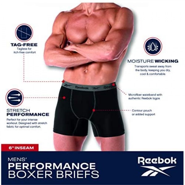 Reebok Men's Performance Boxer Briefs with Comfort Pouch (8 Pack)