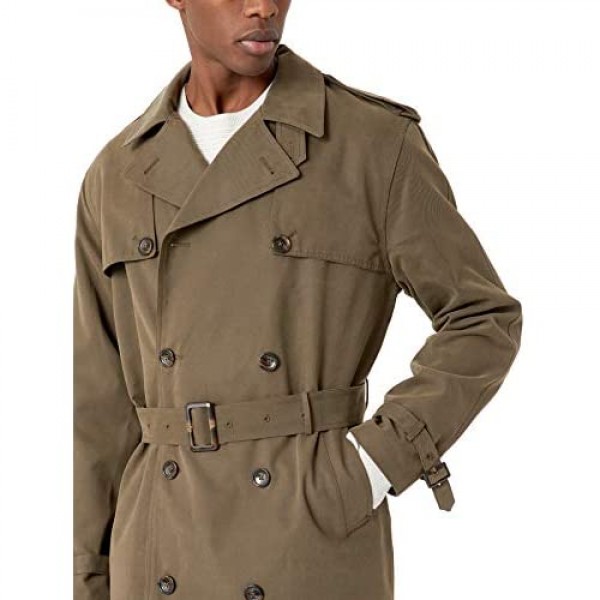 LONDON FOG mens Plymouth Twill Belted Double-breasted Iconic Trench Coat