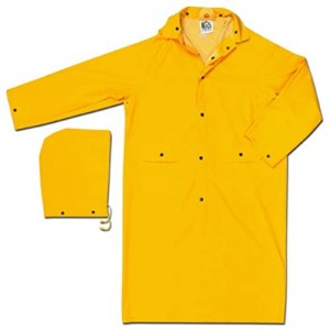 MCR Safety 200CL 49-Inch Classic PVC/Polyester Coat with Detachable Hood Yellow Large
