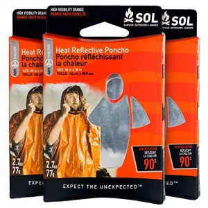 S.O.L. Survive Outdoors Longer S.O.L. Heat Reflective Waterproof Poncho (3 Pack)
