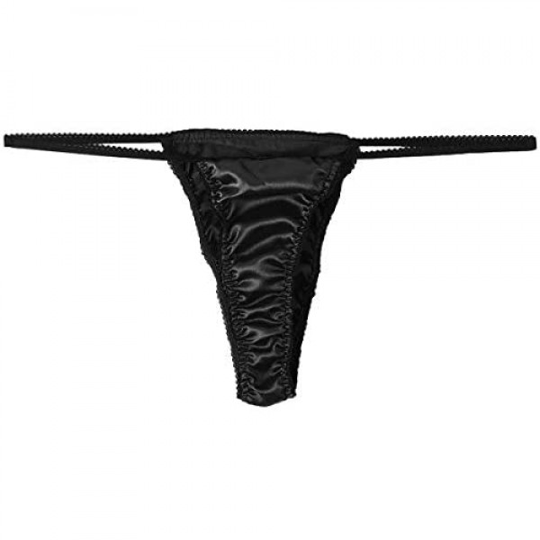 Yanarno Men's Shiny Satin Sissy Panties Bikini Thong Underwear ...