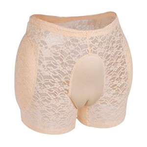 ZMASI Translucent Lace Underwear Men’s Hiding Gaff Panty Brief for Crossdresser  Padded Hips Enhancer with Removable Pads