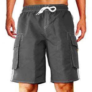 Dwar Men's Swim Trunks Beach Shorts with Mesh Lining with Cargo Pockets