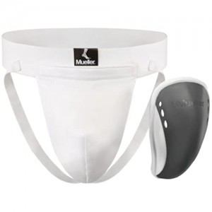 Mueller Adult Athletic Supporter with Flex Shield Cup  White/Gray  Adult Extra Large