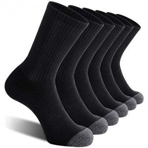 CelerSport 6 Pack Men's Athletic Crew Socks Work Boot Socks with Full Cushion