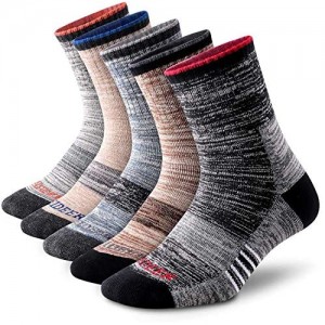 FEIDEER Men's Walking Hiking Socks Wicking Cushion Quarter Crew Socks for Mens Outdoor Sports 3/4/5 Pair 6-15 Size
